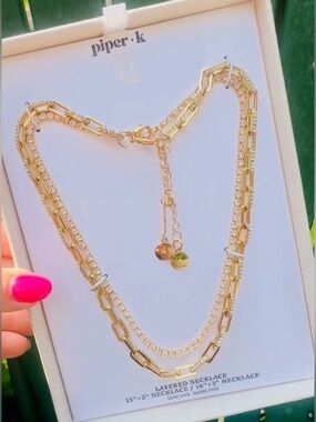 Piper K GOLD Layered Chain Necklace Set NWT